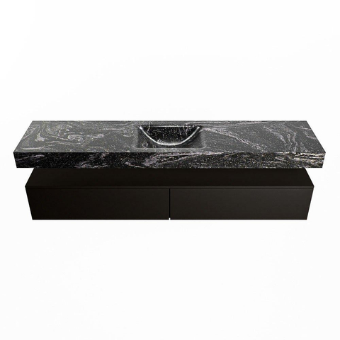 Mondiaz ALAN-DLUX Ensemble de meuble - 200cm - meuble Urban mat - 2 tiroirs - Lavabo Cloud Lava suspendu - vasque Centre - 0 trous de robinet SW807936