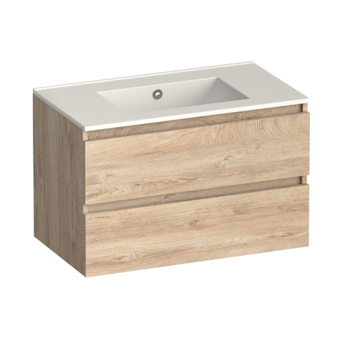 Brauer Core Series badkamermeubelset - 80x45x52cm - wastafel Frost - forest wheat SW1601167