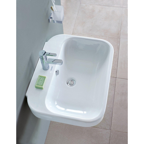 Duravit Happy D.2 Wastafel - met overloop - met 1 kraangat - 65x50cm - wit SW54260