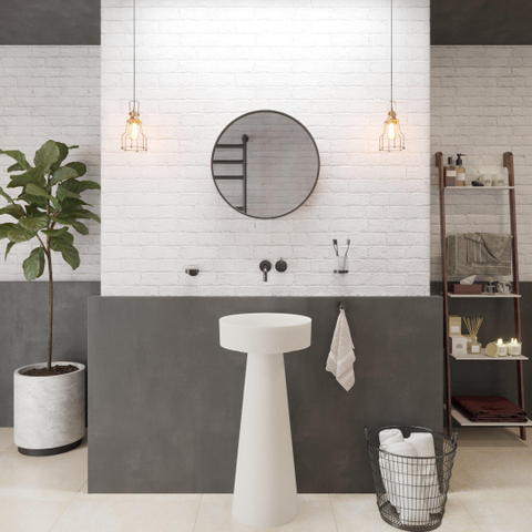 Ideavit SolidFloat Lavabo - sur pied - rond - 87x40x15cm - solid surface - blanc mat SW1159323