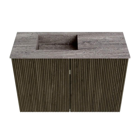 Mondiaz JOYA-DLUX Meuble de toilette 60cm - couleur Shadow - Lavabo FAYE position Gauche Sans trou de robinet couleur Oza. SW1425027