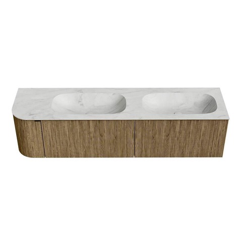 Mondiaz KURVE-DLUX Badkamermeubelset - 175x46x40cm - 2 lade - 1 deur - wastafel solid surface - dubbel / rechts - zonder kraangat - Dusk SW1414960