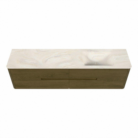 Mondiaz CIRO-DLUX Badkamermeubelset - 190x45x50cm - Solid surface wastafel Ostra - 1 wasbak Rechts - zonder kraangaten - 4 lades - Dusk SW1533458