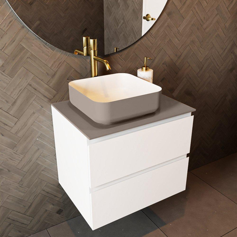 Mondiaz TOP 46 Plan de dessus - 40x46x0.9cm - adapté pour panneau de recouvrement - Solid surface - Smoke SW1020557