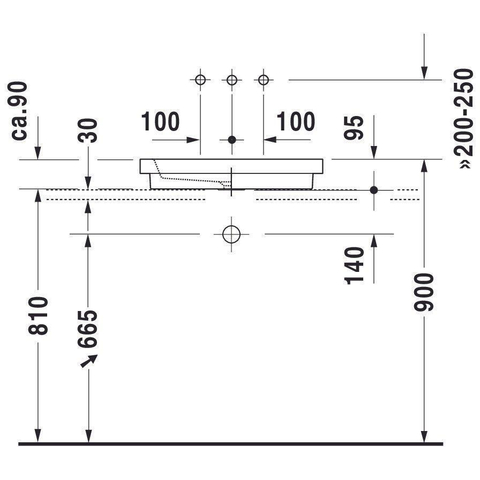Duravit 2nd floor Inbouwwastafel - zonder overloop - zonder kraanvlak - 58x41.5cm - met wondergliss - wit 0290368