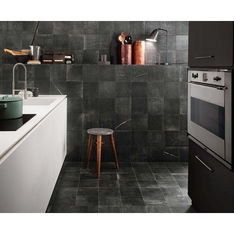 ÉCHANTILLON Terravito Ellino carreau mural et de sol - 20x20cm - 9mm - Carré - Aspect pierre naturelle - Anthracite mat SW736495