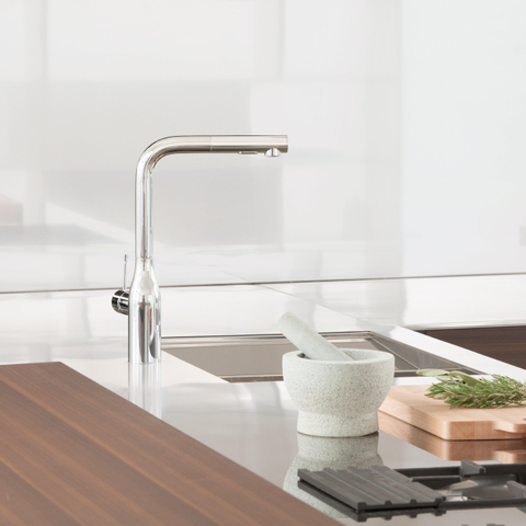 GROHE Essence Mitigeur de cuisine avec bec L et dual spray extractible chrome 0467941