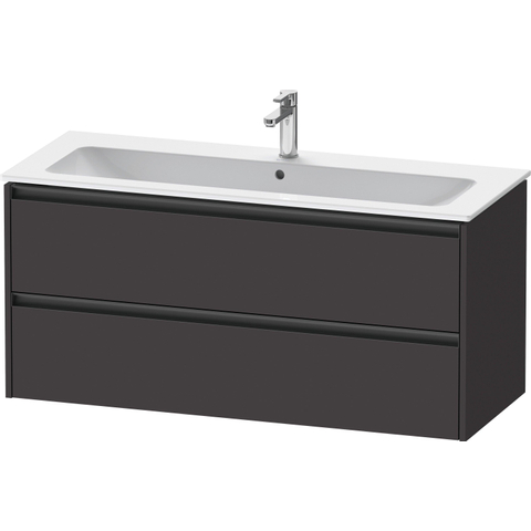Duravit Ketho.2 Wastafelonderbouwkast - met 2 laden - voor enkele wastafel - 121x48x55cm - met grepen antraciet - grafiet supermat SW772972