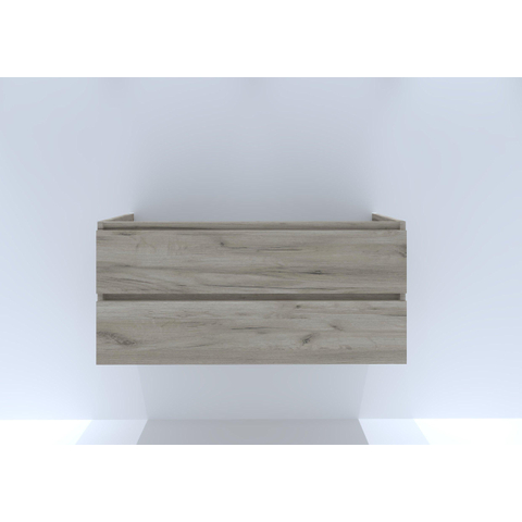 H&R Badmeubelen Infinity Wastafelonderkast - 120x44.8x55cm - 2 lades - sifonuitsparing links - greeploos - craft oak SW749131