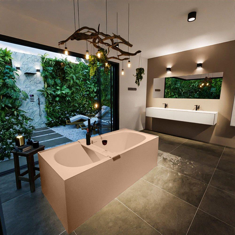 MONDIAZ ROCK Baignoire îlot - 170x70cm - couleur Plata / Talc SW1015106