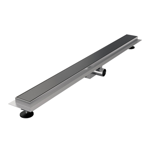 Brauer Caniveau de douche - 100x7.5cm - bride de sol - grille à carreler réversible - inox - gunmetal brossé SW891077