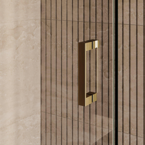 BRAUER Void Porte de niche - 2 pièces - 190x200cm - porte battante murale 70cm - revêtement verre - réversible - verre clair - or brossé PVD SW1418308
