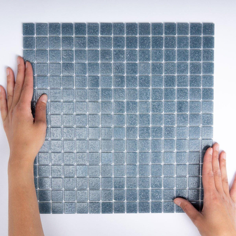 The Mosaic Factory Amsterdam carrelage mosaïque 32.2x32.2cm pour mur et sol intérieur et extérieur carré verre gris acier SW62088