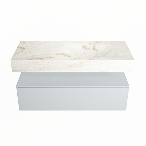 Mondiaz ALAN-DLUX Ensemble de meuble - 110cm - meuble Clay mat - 1 tiroir - Lavabo Cloud Frappe suspendu - vasque Droite - 0 trous de robinet SW804912