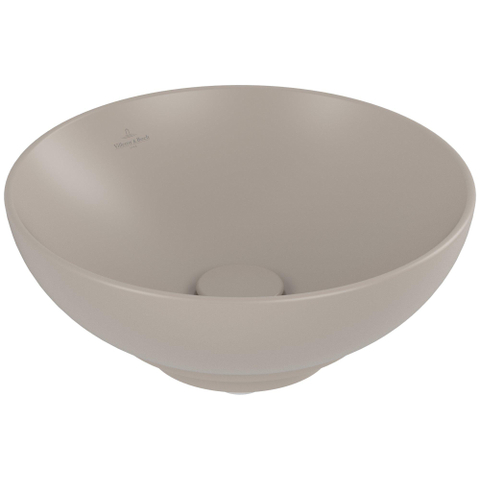Villeroy & Boch Loop & Friends opzetwastafel - 38x38cm - zonder kraangat - met overloop CeramicPlus - mat almond (beige) SW644076