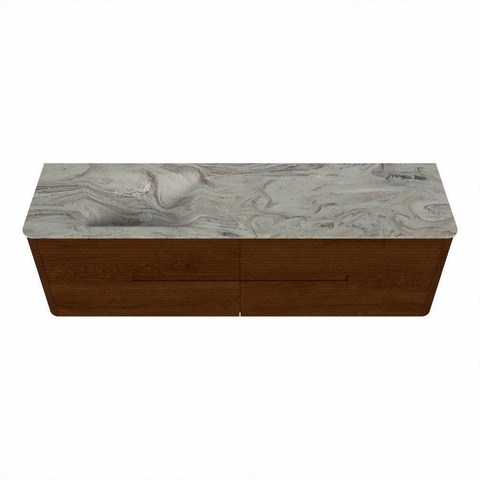 Mondiaz CIRO-DLUX Ensemble de meubles de salle de bains - 170x45x50cm - Plan vasque solid surface Glace - 1 vasque à gauche - sans trous de robinet - 4 tiroirs - Ruby SW1531592