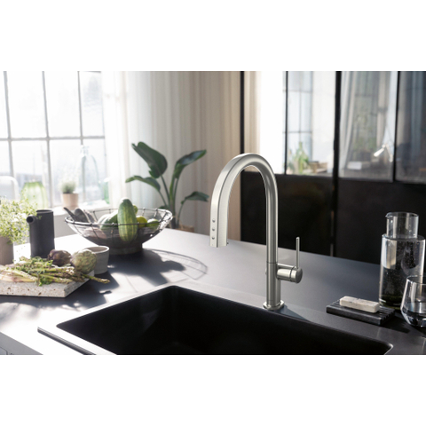 Hansgrohe Aqittura M91 SodaSystem 210, uittrekbare uitloop 1jetsBox, starter set RVS-look SW1567435