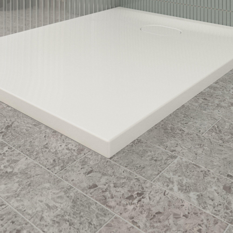 Villeroy & Boch Ecora douchebak - 100x80x3.5cm - afvoer korte zijde - white alpine (wit) SW1558948
