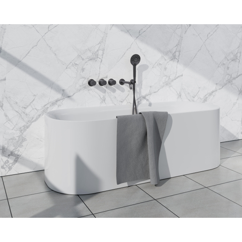 Fortifura Nebbio Badcombinatie-set - thermostaatkraan - wandaansluitbocht met handdouchehouder - gladde doucheslang - ronde handdouche - uitloop - gunmetal (antraciet) SW1237993