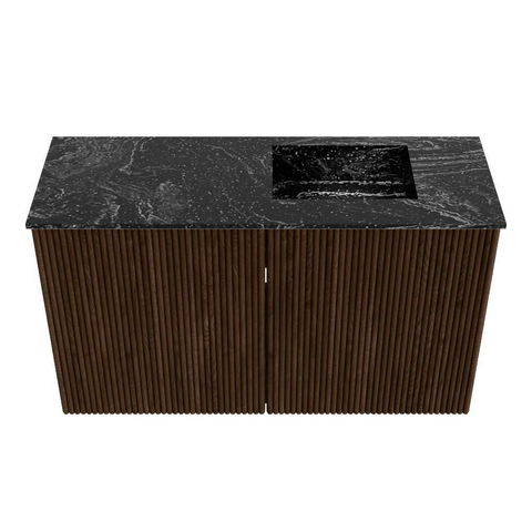 Mondiaz JOYA-DLUX Meuble de salle de bains 70cm - couleur Walnut - Vasque FAYE position Droite 1 trou de robinet couleur Lava SW1422425