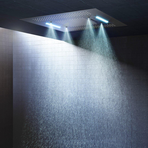 Hotbath Mate douche de tête encastrée carrée 95x95cm avec éclairage LED chrome SW61995