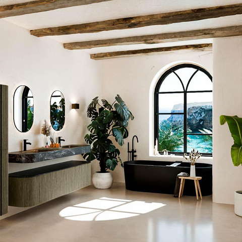 MONDIAZ THOR-DLUX 190cm meuble de salle de bains arrondi gauche + droite couleur Shadow avec 2 tiroirs et 2 portes. Vasque suspendue CLOUD Double 2 trous de robinet couleur Lava. SW1466562