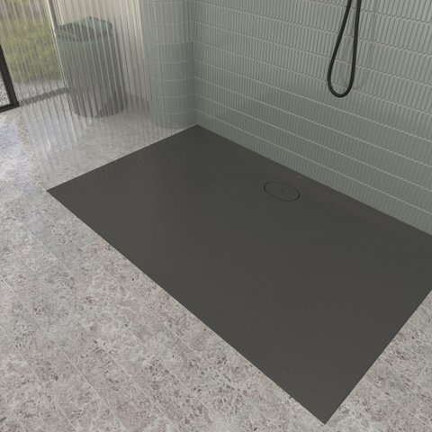 Villeroy & Boch Ecora douchebak - 160x100x3.5cm - afvoer lange zijde - anthracite (antraciet) SW1558987