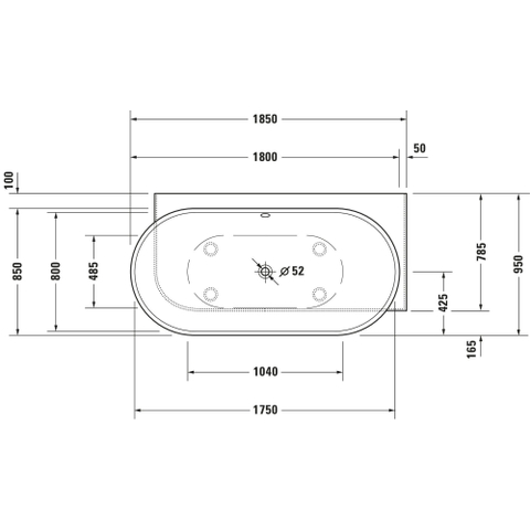 Duravit Luv Bad ovaal - 185x95cm hoek rechts - met paneel - mat wit SW228002