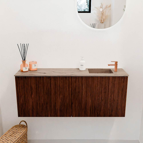 Mondiaz JOYA-DLUX 100cm meuble de salle de bains - couleur Ruby - Vasque FAYE position Droite 1 trou de robinet couleur Arena. SW1425290
