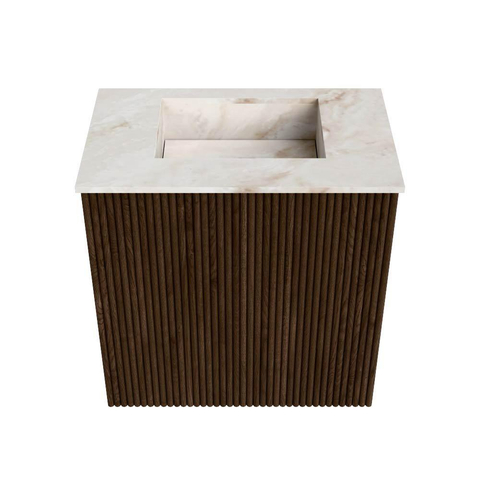 Mondiaz JOYA-DLUX Meuble de toilette 40cm - couleur Walnut - Vasque FAYE position Milieu Sans trou de robinet couleur Frappe SW1422260