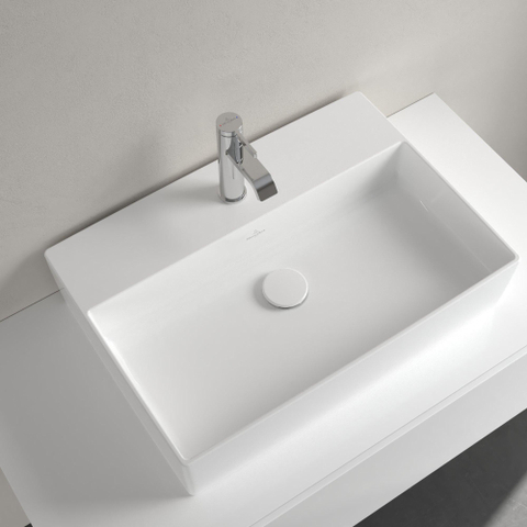 Villeroy & Boch memento 2.0 opzetwastafel - 60x42cm - met 1 kraangat - zonder overloop - White Alpine (glans wit) SW479873