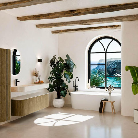 MONDIAZ THOR-DLUX 150cm meuble de salle de bains arrondi gauche + droite couleur Dusk avec 1 tiroir et 2 portes. Vasque suspendue CLOUD Gauche 1 trou de robinet couleur Meli. SW1464760