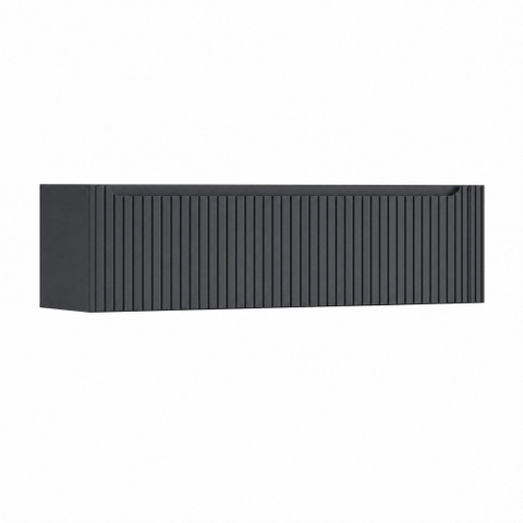 H&R Badmeubelen Juice Wastafelonderkast - 160x45x40cm - rechterhoek afgerond - 3D-front - 2 lades - geïntegreerde greep - dark blue SW1260247