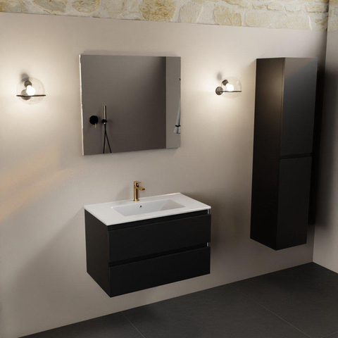 Mondiaz Aivy badmeubelset - 80x45x50cm - 1 kraangat - 1 wasbak talc Keramiek - Midden - 2 lades - Met spiegel - MDF Urban SW892278