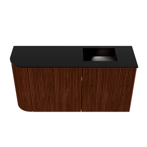 Mondiaz JOYA 81.6cm meuble de toilette - arrondi gauche couleur Ruby - Vasque FAYE position Droite Sans trou de robinet couleur Urban. SW1421891
