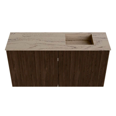Mondiaz JOYA-DLUX 80cm meuble de salle de bains - couleur Walnut - Vasque FAYE position Droite 1 trou de robinet couleur Arena. SW1424334