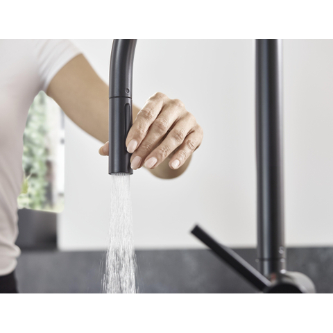 Hansgrohe Talis m54 1 greeps keukenkraan - 210 uittrekbare vdche - 2 straalsoorten - mat zwart SW402558