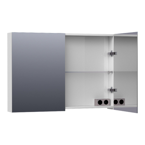 Saniclass Plain Spiegelkast - 100x70x15cm - 2 links/rechtsdraaiende spiegeldeuren - MDF - hoogglans wit SW392996