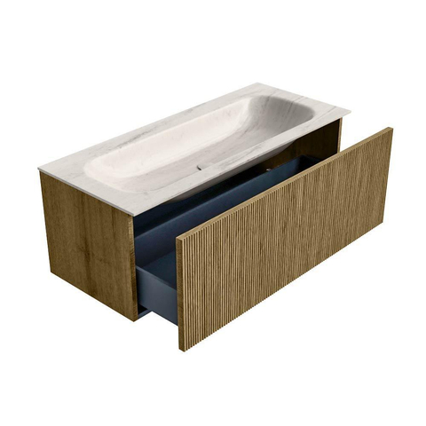 MONDIAZ KURVE-DLUX 110cm badmeubel kleur Dusk met 1 lade en 0 deuren. Wastafel BIG MEDIUM Midden zonder kraangat Meli. SW1431910