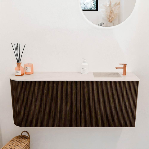 Mondiaz JOYA-DLUX 101.6cm toiletmeubel - ronding links kleur Walnut - Wastafel FAYE positie Rechts 1 kraangat kleur Meli. SW1424442