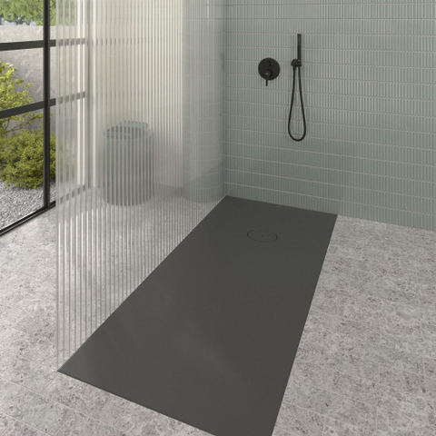 Villeroy & Boch Ecora douchebak - 170x80x4.5cm - afvoer korte zijde - anthracite (antraciet) SW1558963