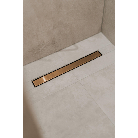 Fortifura Galeria douchegoot - 80cm - gesloten rooster - vloerflens - PVD - geborsteld koper SW1075429