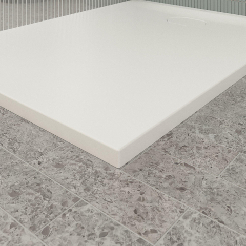 Villeroy & Boch Ecora douchebak - 120x90x3.5cm - afvoer korte zijde - stone white (wit) SW1558892