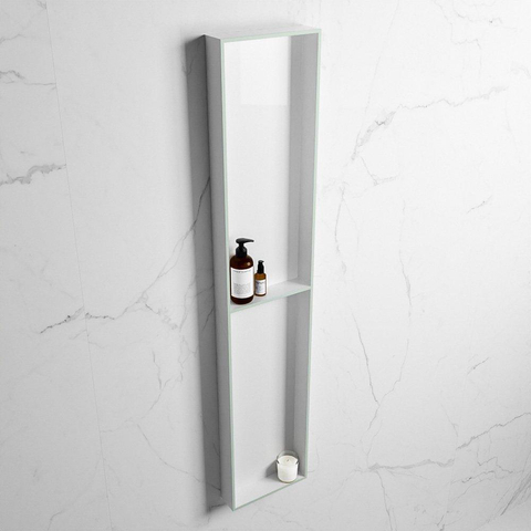 Mondiaz Easy nis 29.5x89.5x8cm voor Inbouw/opbouw 2 open vakken Solid surface Talc/Greey SW643808
