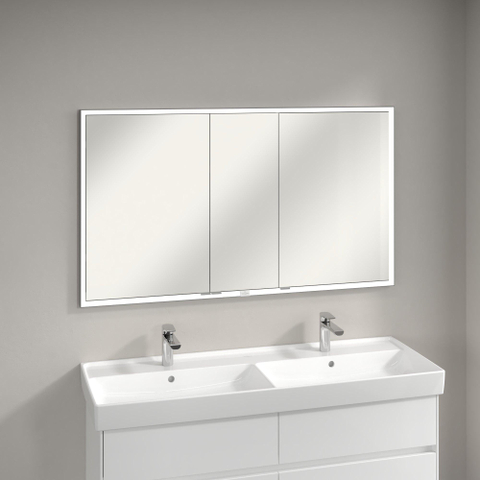 Villeroy & Boch My View Now My view - inbouw spiegelkast - 130x75cm - 3 deuren - 3 contactdoos LED - zilver SW641678