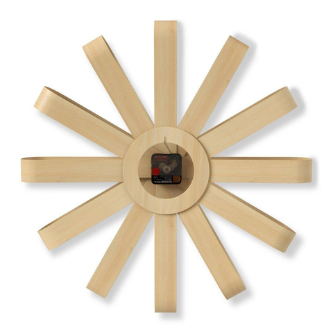 Horloge murale Umbra Ribbonwood 51x51x10cm en bois d'Aspen naturel SW539254