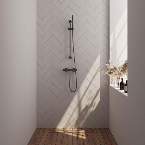 Brauer Gunmetal Edition Robinet de douche encastré - barre de douche - 1 fonction - 2 boutons lisses - douchette à main 1 jet - PVD - gunmetal brossé SW1164635