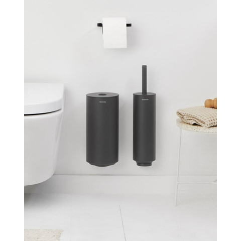 Brabantia MindSet Ensemble d'accessoires avec brosse toilette avec support, porte-rouleau papier WC et porte-rouleau de réserve Mineral Infinite Grey SW721494