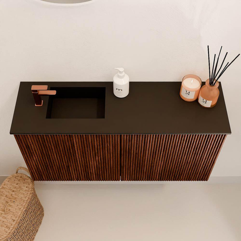 Mondiaz JOYA 80cm meuble de toilette - couleur Ruby - Vasque FAYE position Gauche 1 trou de robinet couleur Urban. SW1421800