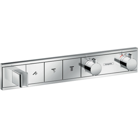 Hansgrohe Rainselect Afbouwdeel - voor inbouw douchekraan - thermostatisch - voor 3 functies - met handdouchehouder - 52.7x90cm zwart/chroom - thermostaat - zwart SW157089
